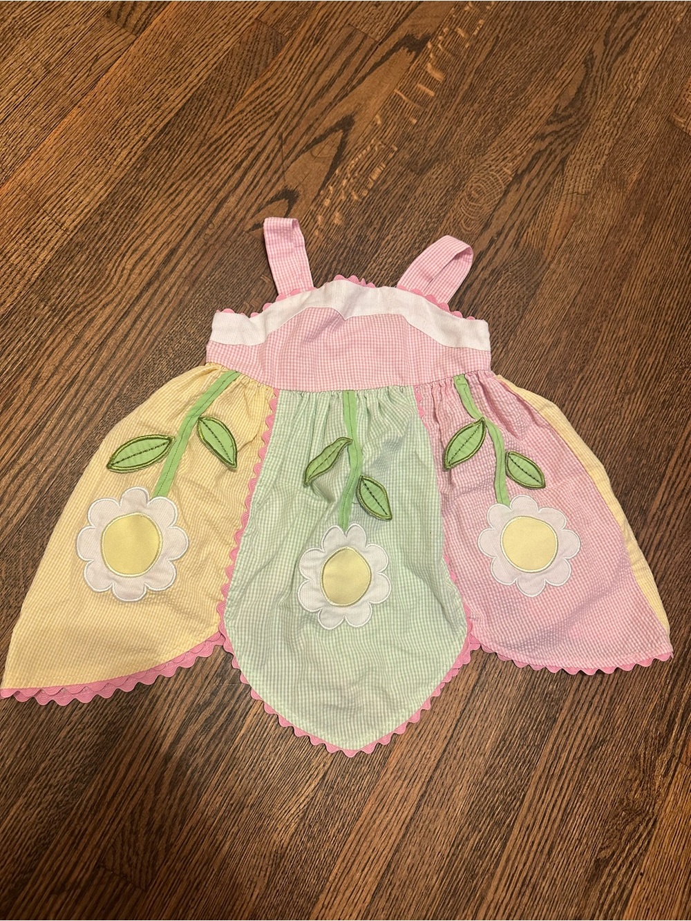 Girls' Pastel Flower Paneled Sundress - Pink, Yellow, Green